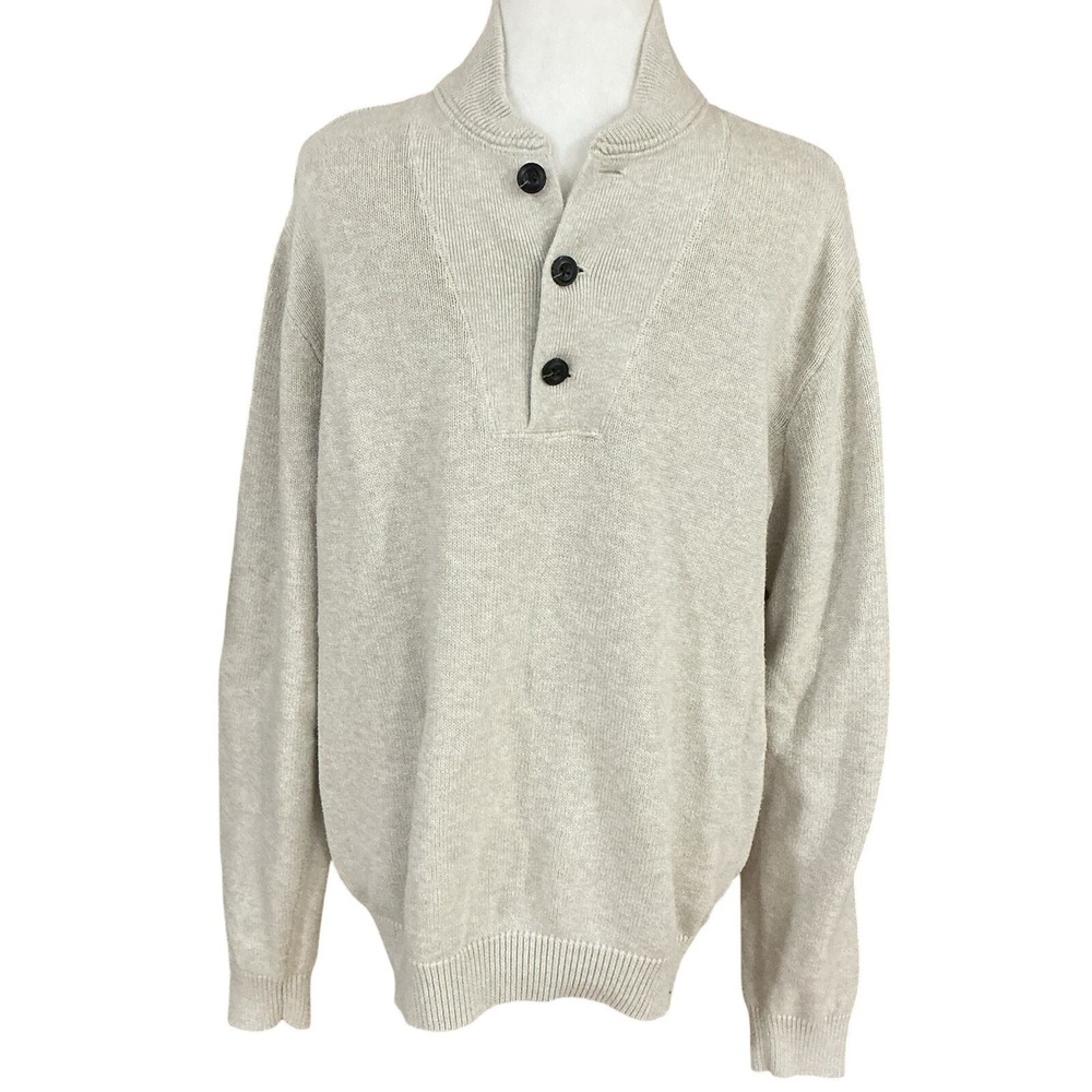Chaps Textured Henley Cotton Knit Sweater Men's Size L Golf Preppy Grandpa Dad